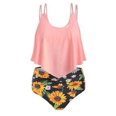 

Roseonmyhand Women Two Pieces Bathing Suits Top Ruffled With High Waisted Bottom Bikini Set
