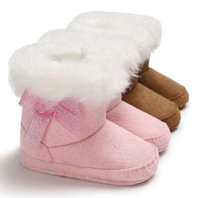 

Infant Baby Girls Winter Warm Boots Newborn Toddler Soft fleece Sole Shoes