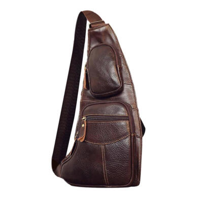 

Casual Men Solid Shoulder Crossbody Bags Leather Travel Chest Waist Packs