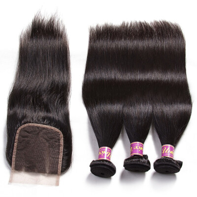 

UNice Hair Bundles with Closure 8A Brazilian Straight Human Hair Three part