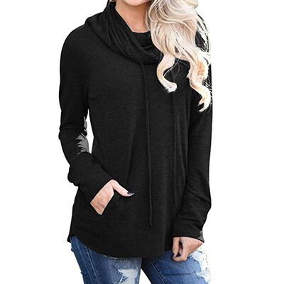 

Nomeni Womens Long Sleeve Cowl Neck Casual Sweatshirt Tops with Pockets
