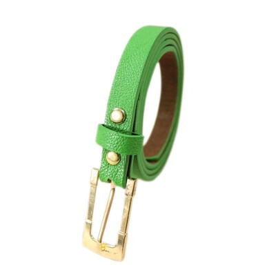 

Fashion Women Ladys Waist Belt Slender Candy Color Thin Skinny Waistband Belt PU Leather Green