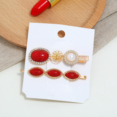 

Vintage Resin Beads Hairpins Imitation Turquoise Hair Clips Hair Accessories for Women