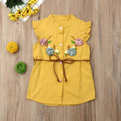 

Toddler Kid Baby Girl Ruffle 3D Flower Dress Casual Outfit Summer Clothes Top