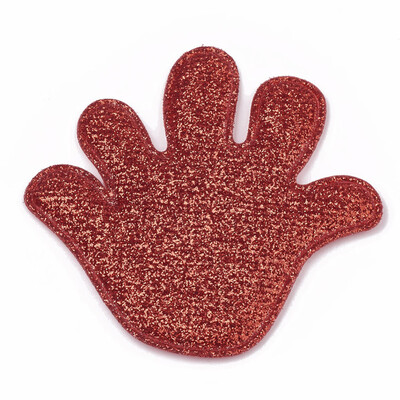 

Glitter PU Patches with Non Woven Fabric Back&Sponge Inside Palm Red 67x71x35mm