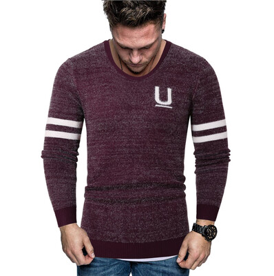 

Gobestart Men New Autumn Winter Splicing Casual Long Sleeve Knitting Sweaters Tops Blouse