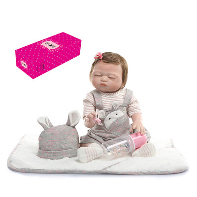 

Decdeal Reborn Baby Doll Silicone Full Body 19 inch Lifelike Cute Bath Dolls for Children Kids Toddlers Birthday Shower Gifts with