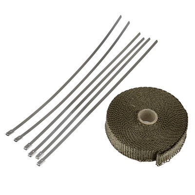 

Tailored 75m Titanium Exhaust Heat Wrap Roll Cable Pipe With 6 Stainless Ties Kit