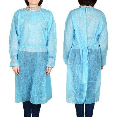 

Disposable Isolation Surgical Gown with Elastic Cuff Non-Woven Splash Resistant for Tattoo Eyebrow Artist&Surgeon Blue