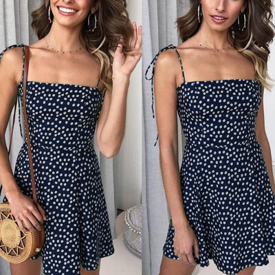 

Polka-dot Sling Short Tube Top Dress Sexy Slim Mini Dress Summer New Sleeveless