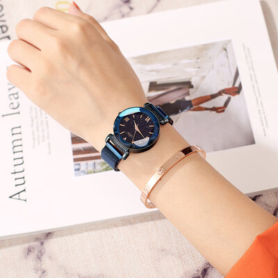 

Watch female water diamond English watch female large dial steel belt trend waterproof ladies watch