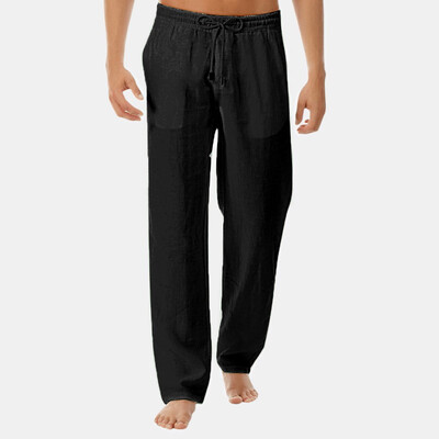 

Gobestart Mens Summer New Style Simple And Fashionable Pure Cotton And Linen Trousers