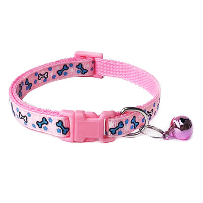 

2Pcs Pet Collar With Bell Safety Buckle Adjustable Kitten Small Dogs Cats Printing Bone Collars Pet Supplies