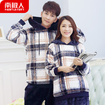 

Antarctic pajamas men winter flannel lovers pajamas women winter warm coral fleece thickening autumn mens home service winter suit NAS5X21022-12 female striped cap