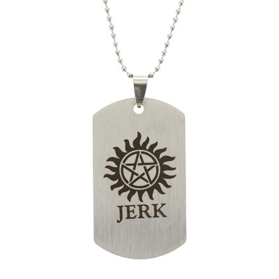 

Titanium Steel Supernatural Pentagram Personalized English Engraved Letters Tag Pendant Necklace Fashion Jewelry Gifts