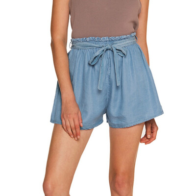 

Tailored Women Casual High Waist Solid Color Elastic Waist Beach Hot Pants Shorts