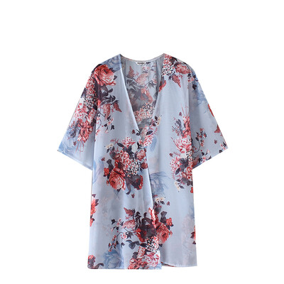 

Women Girl Floral Print Beach Cover Up Chiffon Kimono Shawl Cardigan Tops
