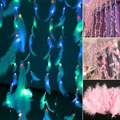 

New 3X3 Meters DIY LED Feather Romantic Light String Curtain Room Wedding Decoration Copper Wire Lamp