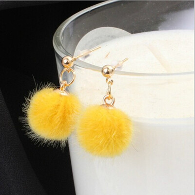 

Fashion Party Vintage Bohemia Style Statement Drop Earrings Fur Ball Long Crystal Rhinestone Dangle Earrings