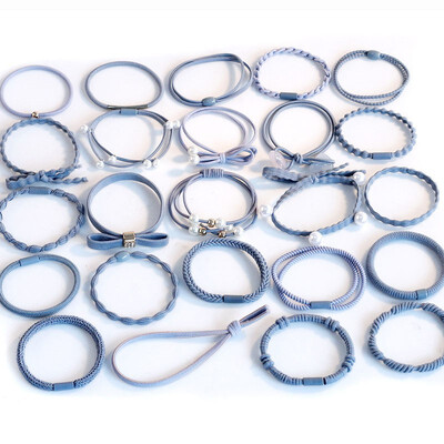 

Fashion New Women Hair Ring 24PCSSet Hair Band Rubber Band Hair Rope Elegant Pearl Scrunchie Simple Sweet Hair Accessories Set