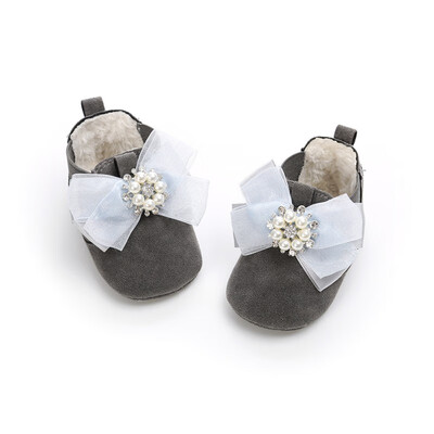 

Winter Baby Girl PU Bow Flower Design Boots Casual Shoesborn Cute Non-slip Soft Sole Shoe