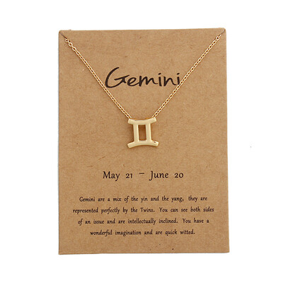 

12 Constellation Zodiac Sign Pendant Necklace Gold Short Chain Choker Leo Libra Necklaces for Womens Girl Jewelry Birthday Gift