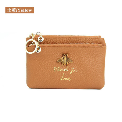 

2019 new European&American first layer leather simple fashion mini coin purse three zipper leather clutch bag key bag