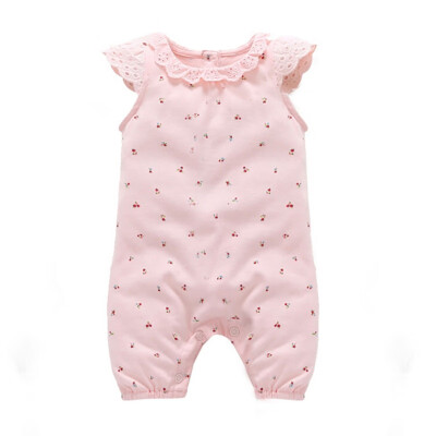 

Summer Newborn Baby Girls Sleeveless Rompers Floral Pattern Cotton One-Piece Romper Jumpsuit