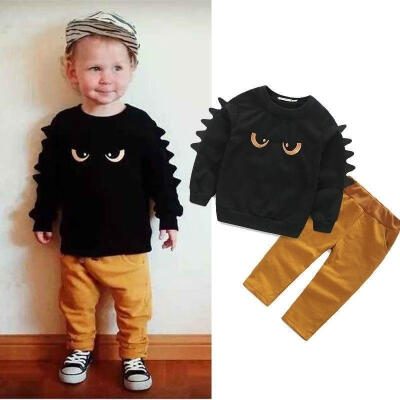 

Cute 2pc Pullover Sweatshirt Top Pant Clothes Set Baby Toddler Boy Outfit Suit