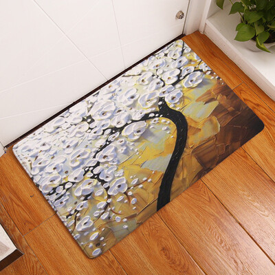 

Toponeto Oil Painting Tree Bath Mats Bedroom Carpets Door Mats Non-Slip