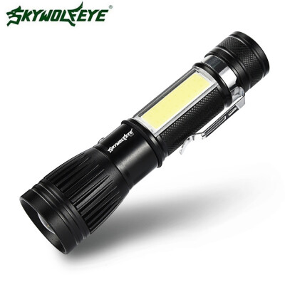 

Siaonvr Outdoor Zoomable Flashlight XM- T6 COB LED Torch Lamp Penlight USB Charging