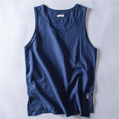 

Toponeto Mens Casual Cotton Vest Loose Solid Color Breathable Tops Loose Sleeveless Tee