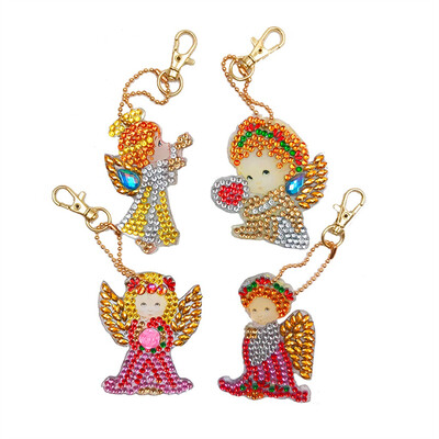 

Siaonvr 4Pcs DIY Toy Christmas 5D Diamond Painting KeyRing Key Chain Pendant Gift