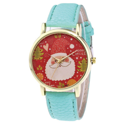 

New Christmas Ornaments Elderlyhat Pattern Leather Band Analog Quartz Vogue Watches Xmas Decoration Navidad 2018 Envio Gratis