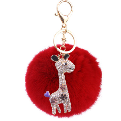 

8cm cents rex rabbit fur ball giraffe keychain plush accessories bag pendant