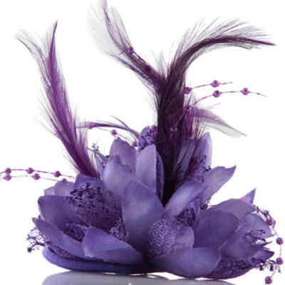 

Hot Flower Feather Bead Corsage Hair Clips Fascinator Bridal Hairband Brooch Pin