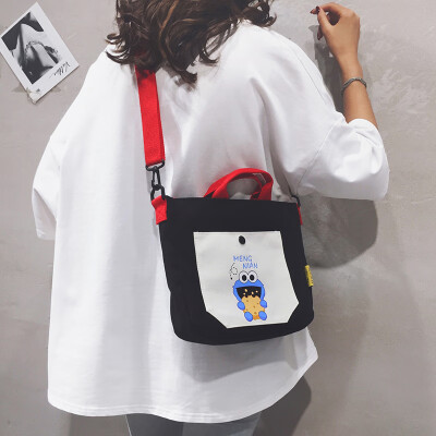 

Cloth bag small bag female 2019 new Korean version of the wild cartoon printing shoulder Messenger bag student canvas bag