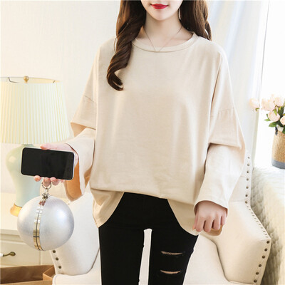 

2019 Womens Casual Long Sleeve Fit Round Neck Loose T Shirt Blouse Tops