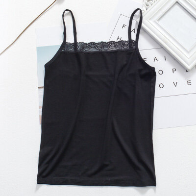 

Women Summer Fashion Casual All-match Shoulder Tape Lace Decor Slim Fit Camisoles Tops