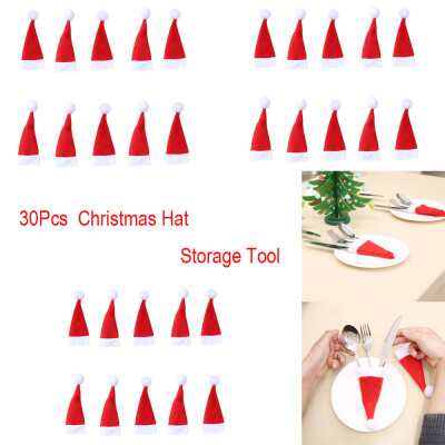 

Tailored 30Pcs Christmas Decorative Tableware Fork Set Christmas Hat Storage Tool