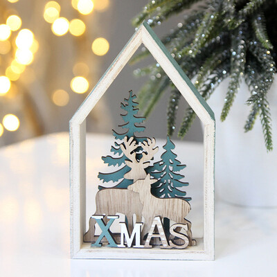 

〖Follure〗Christmas Gift Desk Wooden Cabin Decoration Macaron Style Chalet Home Decoration
