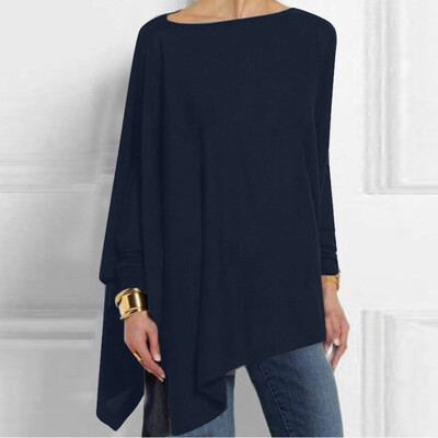 

Tailored Womens Solid Long Sleeve Irregular Sweatshirt Loose Print Pullover Tops Blouse