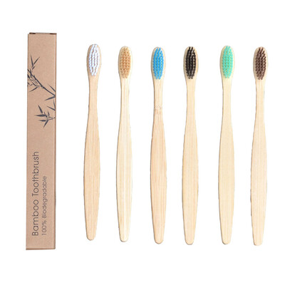 

5Pcs Wooden Toothbrush Eco-Friendly Bamboo Soft Fibre Toothbrush Biodegradable Teeth Brush Solid Bamboo Handle Toothbrush