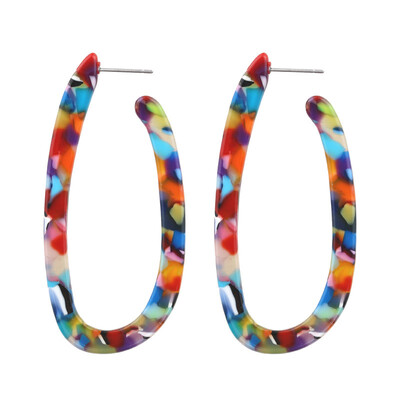 

EK488 New Fashion Leopard Big Brown Geometric U Shaped Circle Acrylic Drop Earrings For Women Statement Long Boucle Doreille
