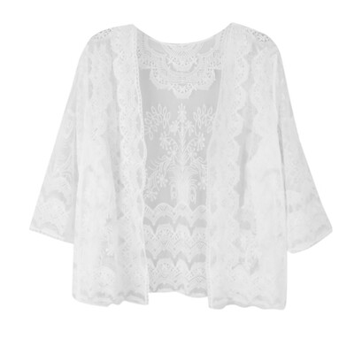 

Toponeto Womens Seven Quarter Sleeve Lace Ladies Tops Coat Smock BG