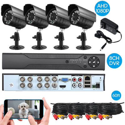 

8CH Security Camera System Full 1080P Video DVR Recorder with 4 1080P Indoor Outdoor Weatherproof CCTV Cameras