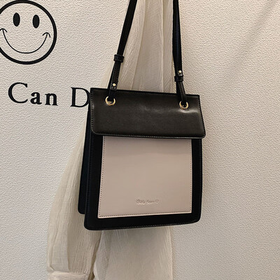 

Advanced sense of foreign style womens bags retro texture contrast bag new 2019ins small square bag shoulder Messenger bag