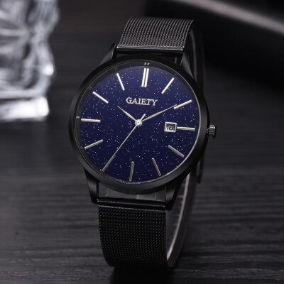 

〖Follure〗Fashion Casual Starry Sky Simple Calendar Business Net With Strap Mens Watch