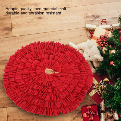 

Greensen Beautiful Christmas Ornament Trees Skirt with Large Ruffles Festival Xmas Home Decor Red