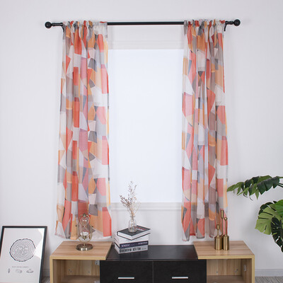 

Gobestart Leaves Curtain Tulle Window Treatment Voile Drape Valance 2 Panel Fabric